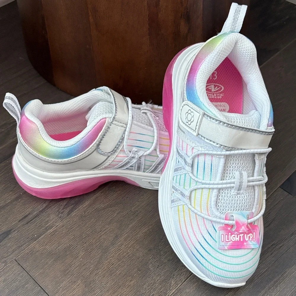 Athletic Works Light Up sneakers Velcro,pull tab,easy on,PU upper, run,walk,play